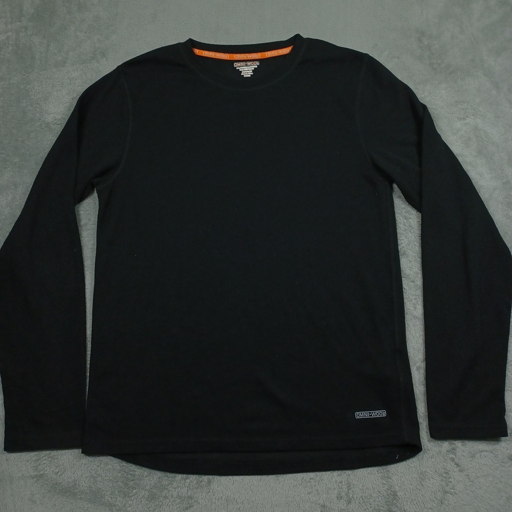 Omni‎ Wool Shirt Mens XL Black Wool Blend Casual Long Sleeve
